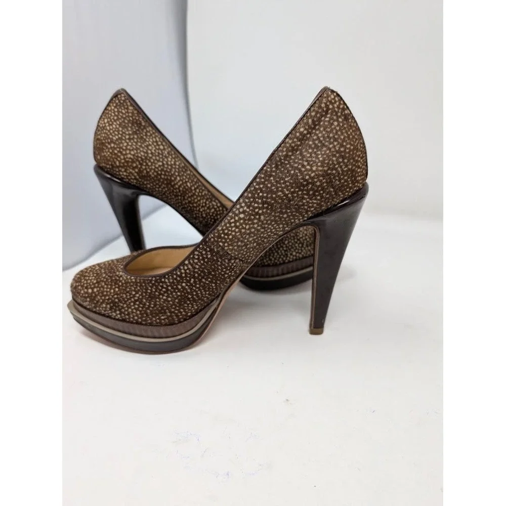 Cole Haan Women's Chelsea Double Platform Pump brown animal print sz 7